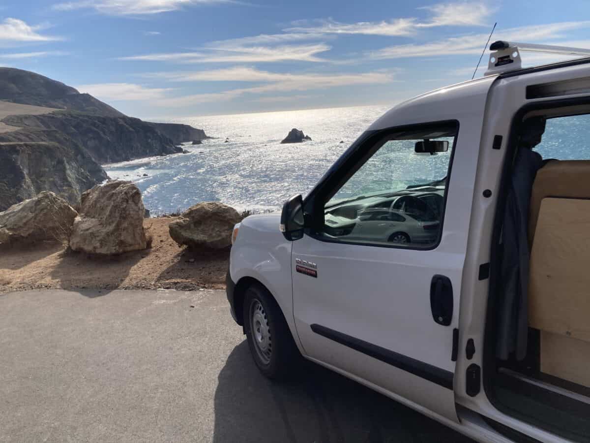 campervan rv parked by scenic coastal view